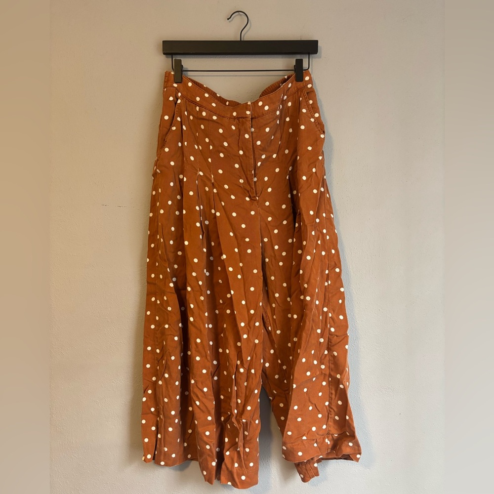 Anthropologie Rust Polka Dot Wide Leg Pants